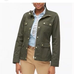 J. Crew Olive Green Zip and Button boyfriend field Jacket